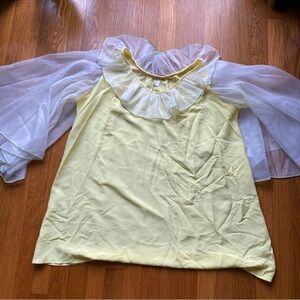 Vintage yellow negligee long sleeve collar